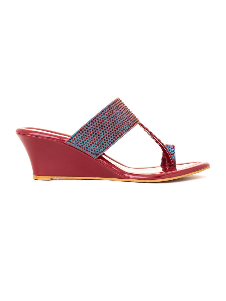 Khadim Wedge Heel Kolhapuri Slip On Sandal for Women