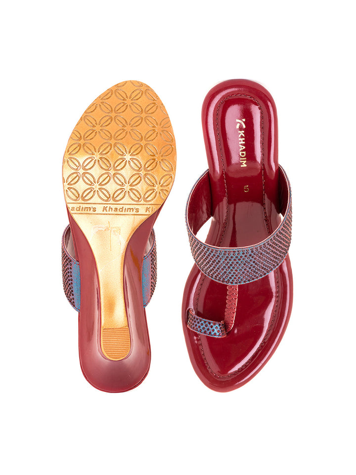 Khadim Wedge Heel Kolhapuri Slip On Sandal for Women