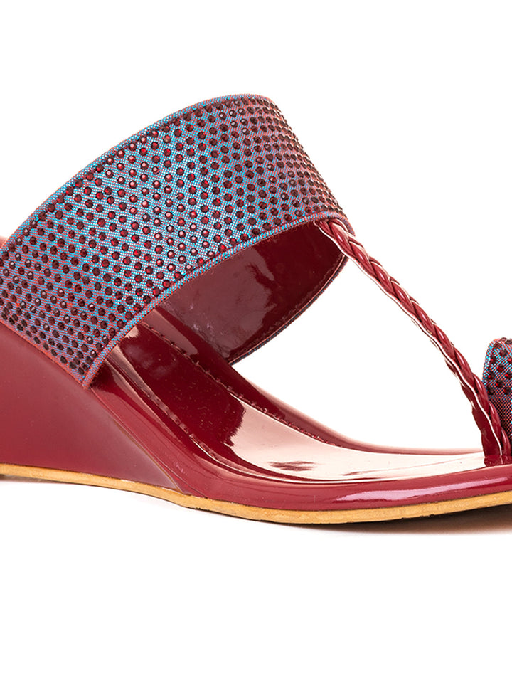 Khadim Wedge Heel Kolhapuri Slip On Sandal for Women