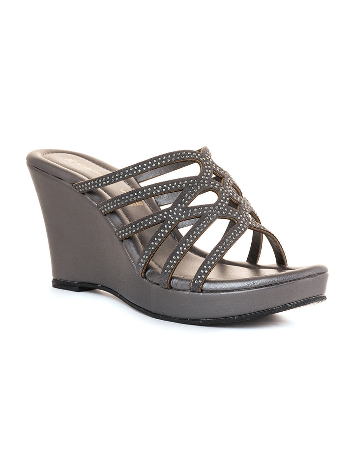 Khadim High Heel Wedge Mule Slip On Sandal for Women
