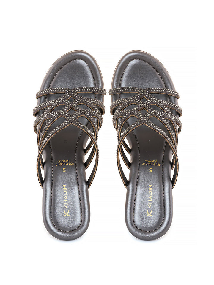 Khadim High Heel Wedge Mule Slip On Sandal for Women