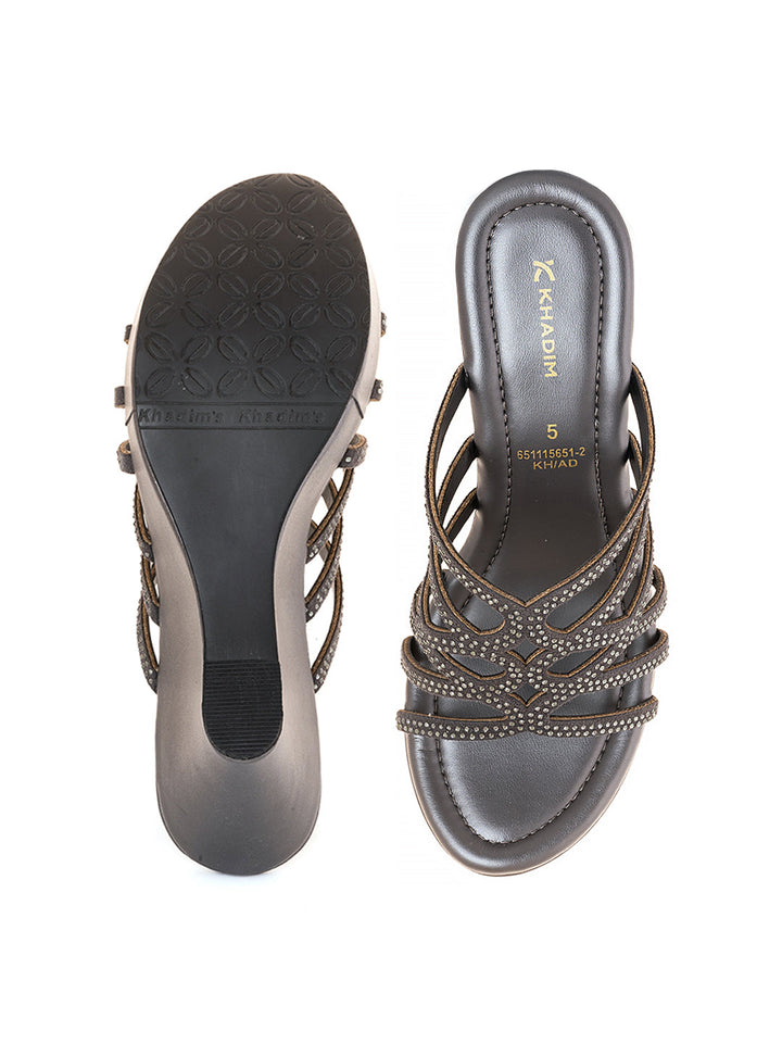 Khadim High Heel Wedge Mule Slip On Sandal for Women