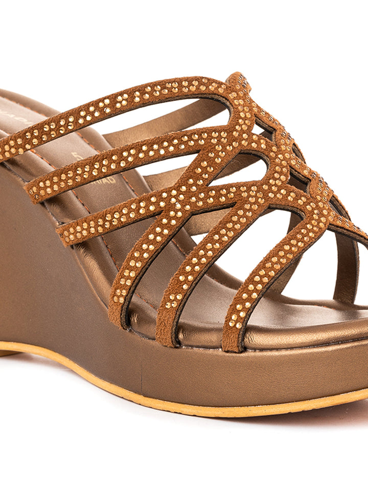 Khadim High Heel Wedge Mule Slip On Sandal for Women