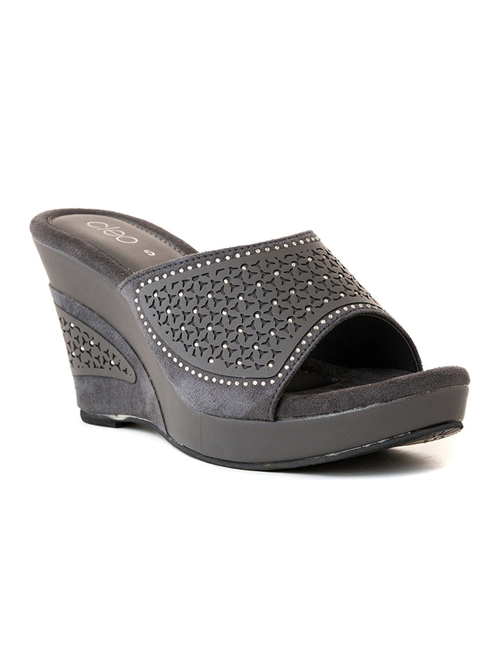 Khadim Cleo High Heel Wedge Mule Slip On Sandal for Women