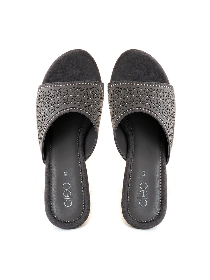 Khadim Cleo High Heel Wedge Mule Slip On Sandal for Women