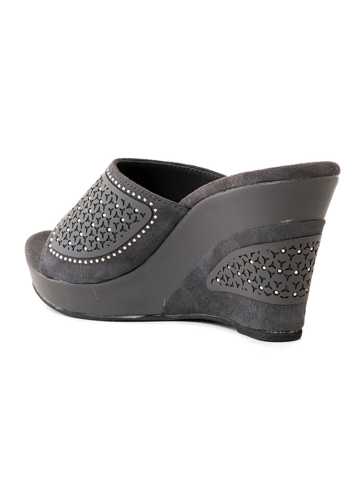 Khadim Cleo High Heel Wedge Mule Slip On Sandal for Women