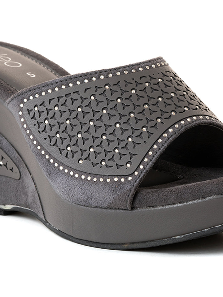 Khadim Cleo High Heel Wedge Mule Slip On Sandal for Women