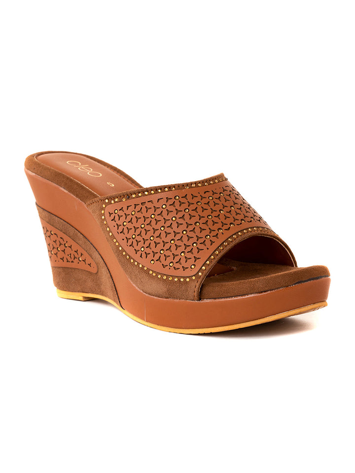 Khadim Cleo High Heel Wedge Mule Slip On Sandal for Women