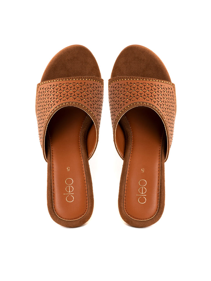 Khadim Cleo High Heel Wedge Mule Slip On Sandal for Women