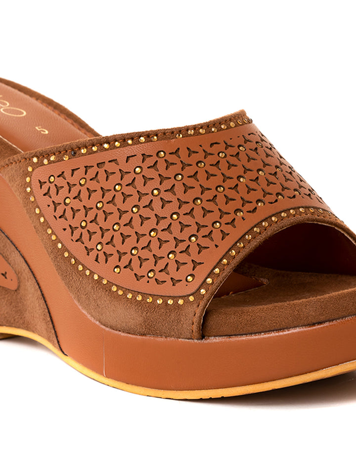 Khadim Cleo High Heel Wedge Mule Slip On Sandal for Women