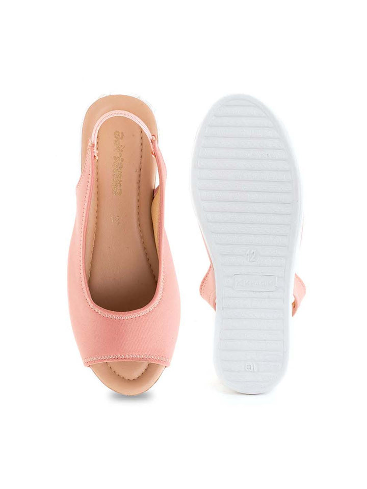 Khadim Adrianna Wedge Heel Peep-Toe Slingback Sandal for Girls - 4.5-12 yrs