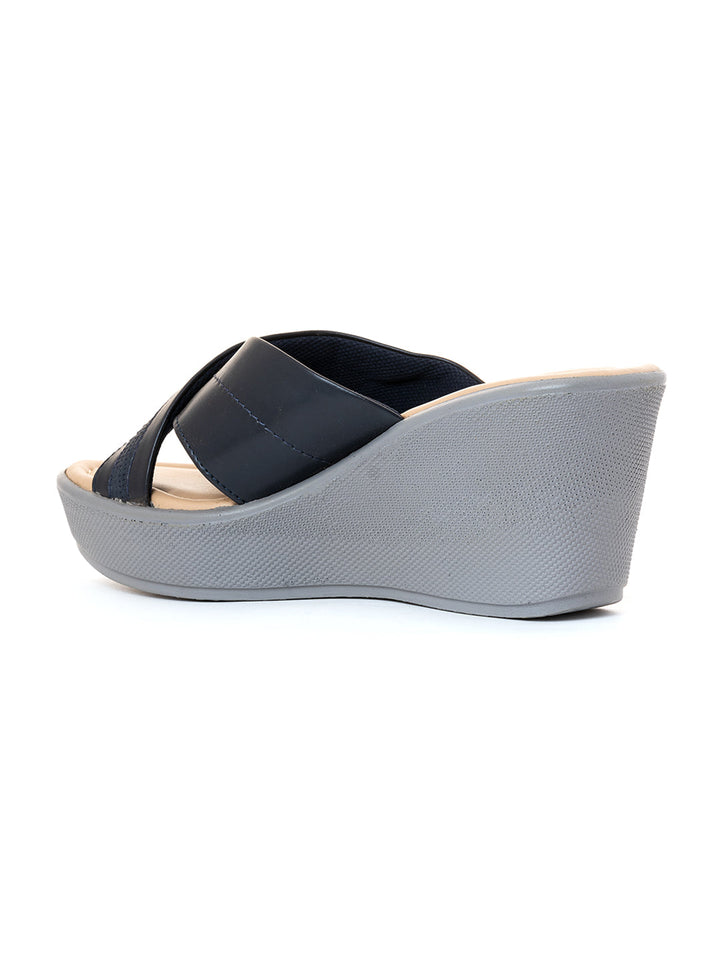 Khadim Sharon High Heel Wedge Mule Slip On Sandal for Women