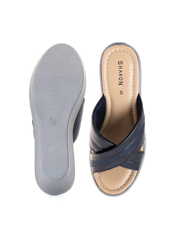 Khadim Sharon High Heel Wedge Mule Slip On Sandal for Women