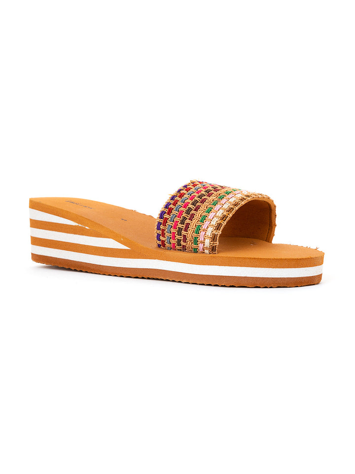 Khadim Waves Wedge Heel Mule Slide Slippers for Women