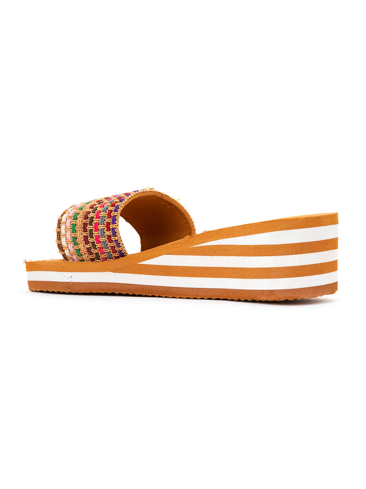 Khadim Waves Wedge Heel Mule Slide Slippers for Women