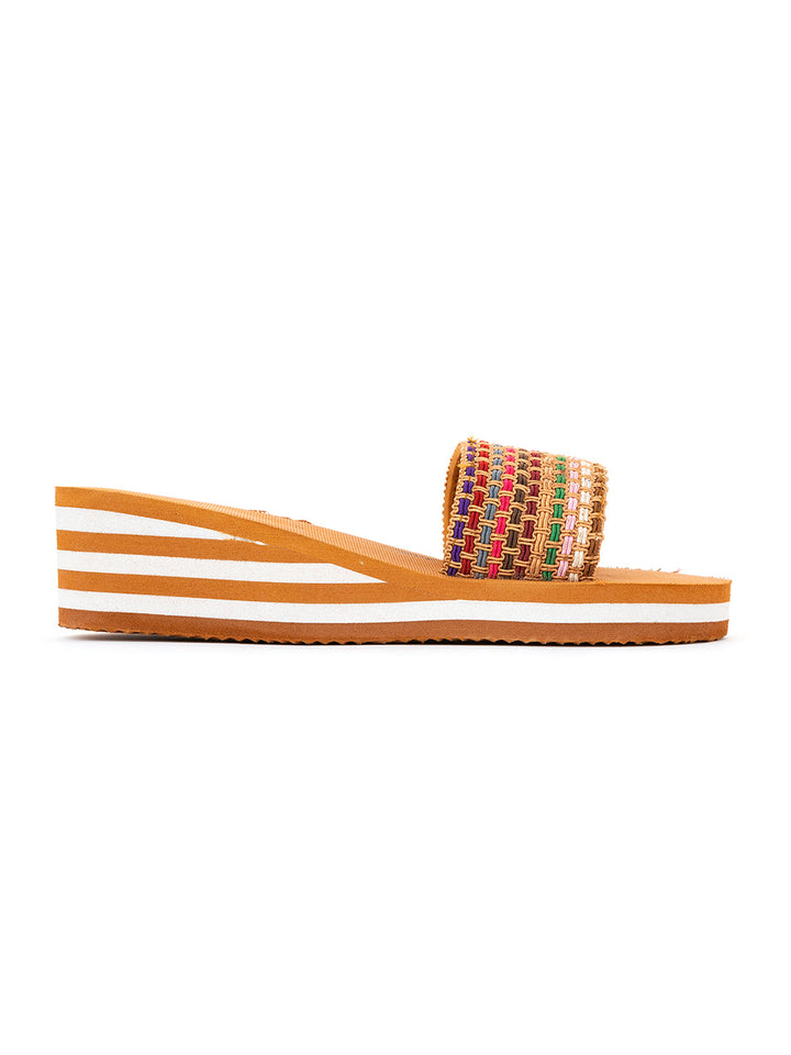 Khadim Waves Wedge Heel Mule Slide Slippers for Women