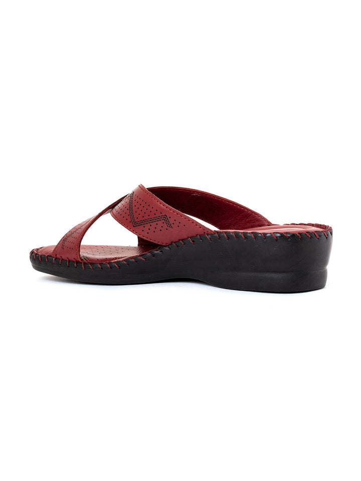 Khadim Softouch Leather Wedge Heel Mule Slip On Sandal for Women