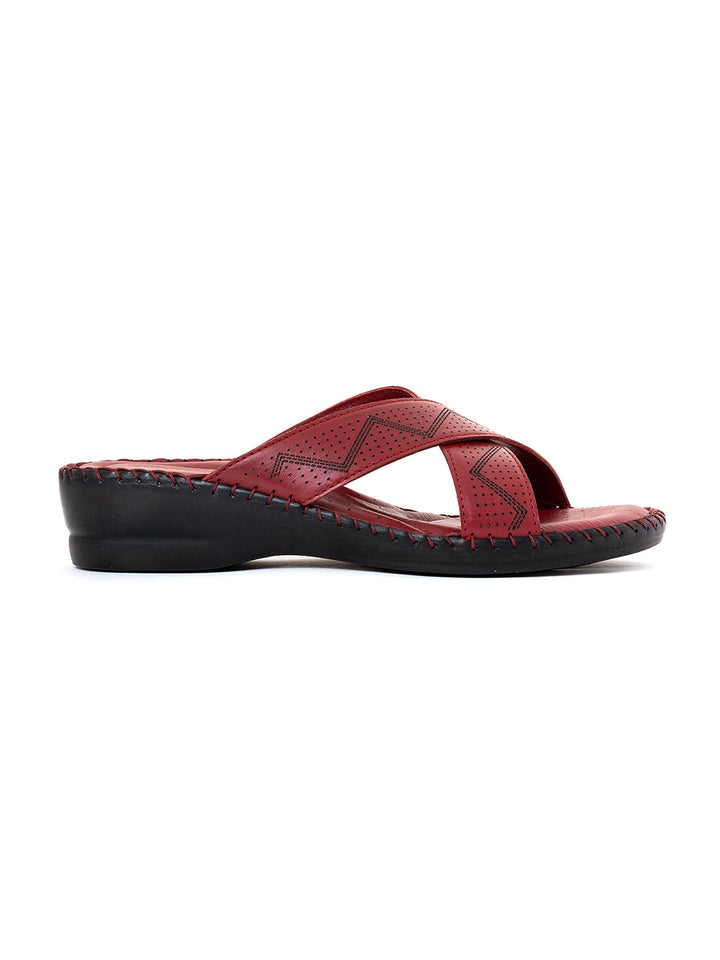 Khadim Softouch Leather Wedge Heel Mule Slip On Sandal for Women