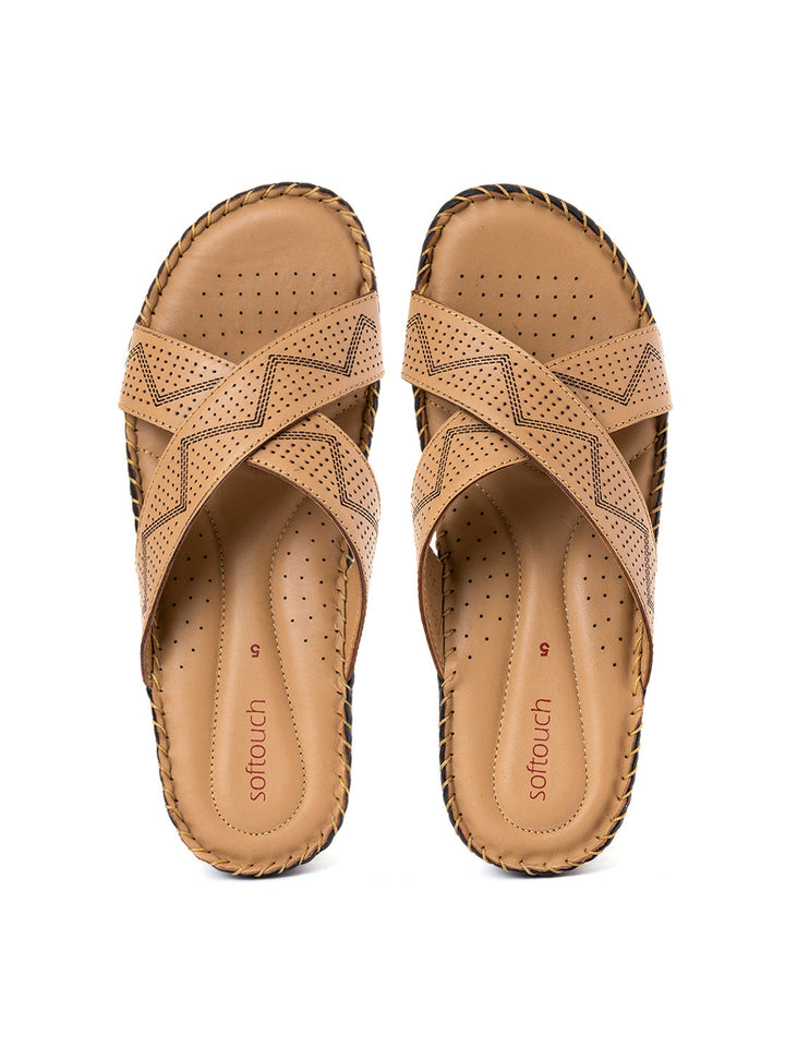 Khadim Softouch Leather Wedge Heel Mule Slip On Sandal for Women