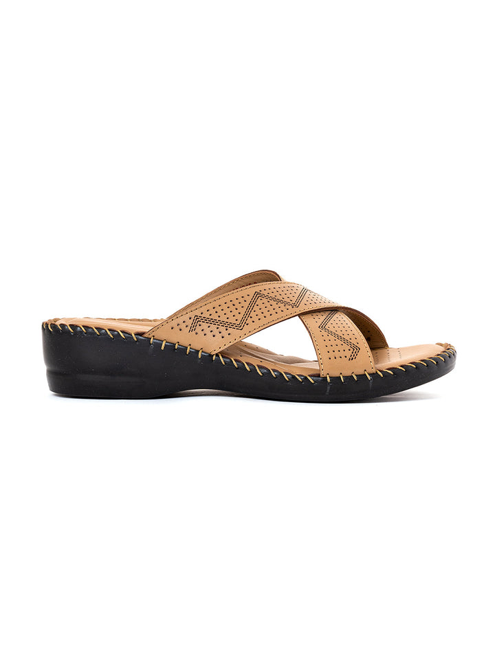 Khadim Softouch Leather Wedge Heel Mule Slip On Sandal for Women