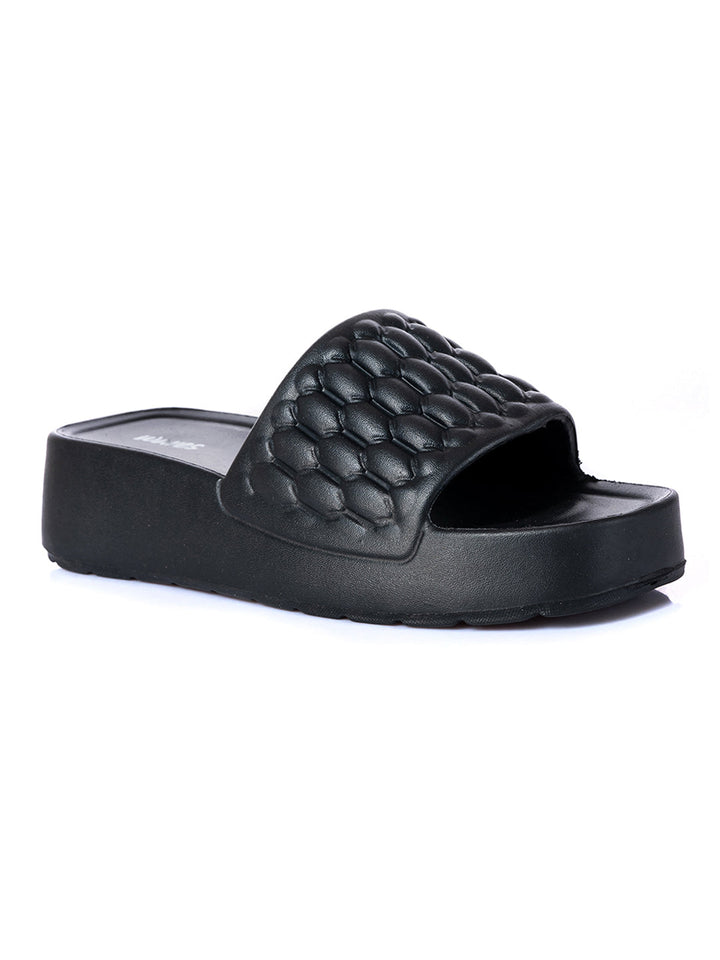 KHADIM Waves Platform Heel Washable Mule Slide Slippers for Women
