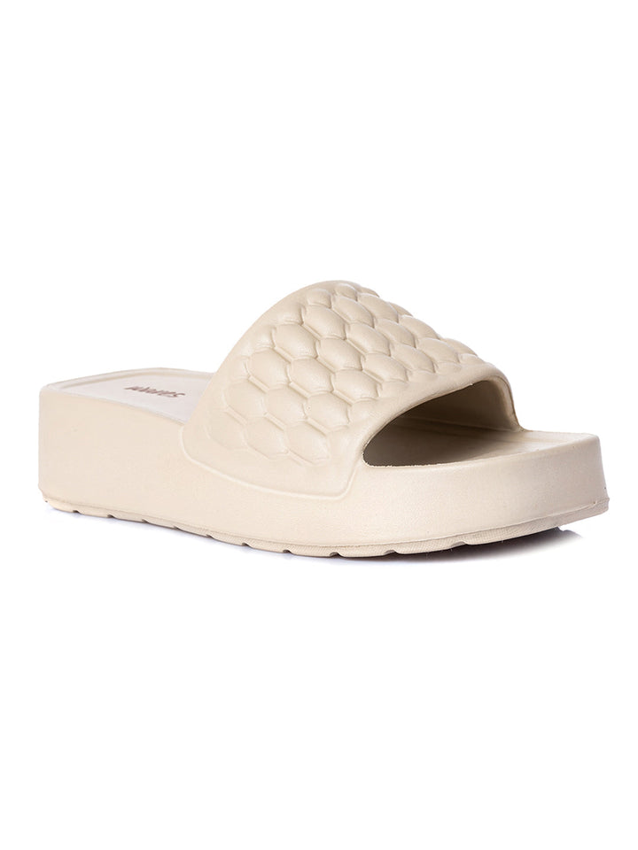 KHADIM Waves Platform Heel Washable Mule Slide Slippers for Women