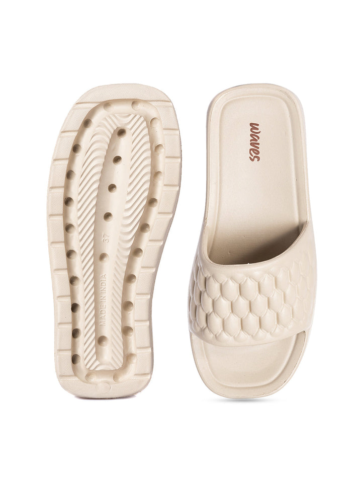 KHADIM Waves Platform Heel Washable Mule Slide Slippers for Women