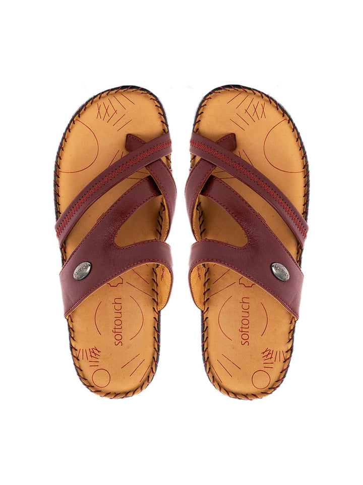 Khadim Softouch Leather Wedge Heel Slip On Sandal for Women