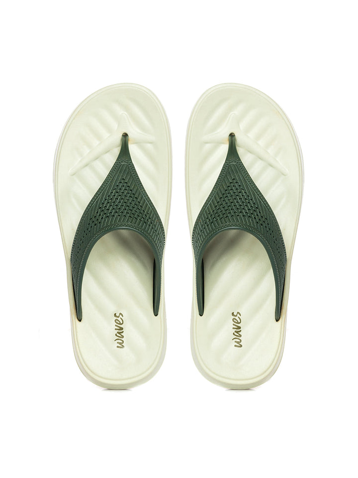 KHADIM Waves Green Washable Flip Flops for Women