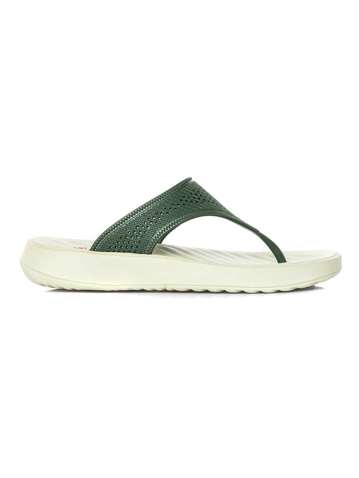 KHADIM Waves Green Washable Flip Flops for Women