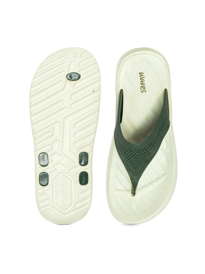 KHADIM Waves Green Washable Flip Flops for Women